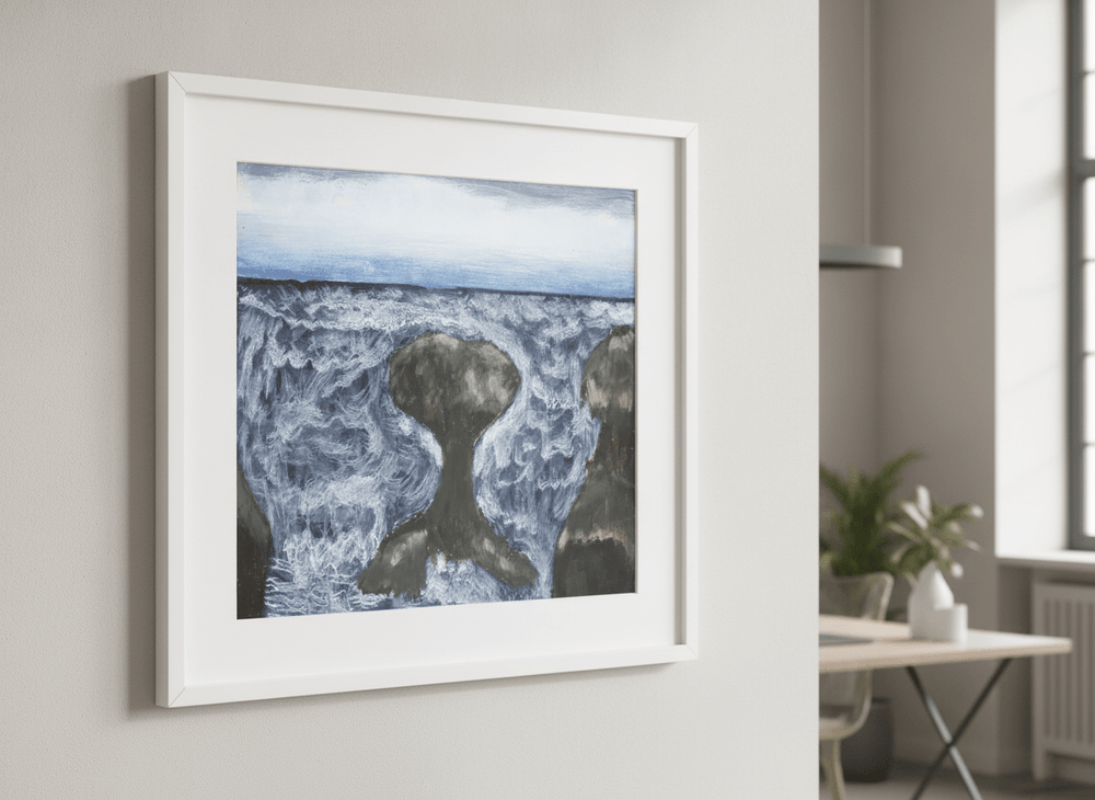 Contemporary wall art featured in a bright modern office workspace