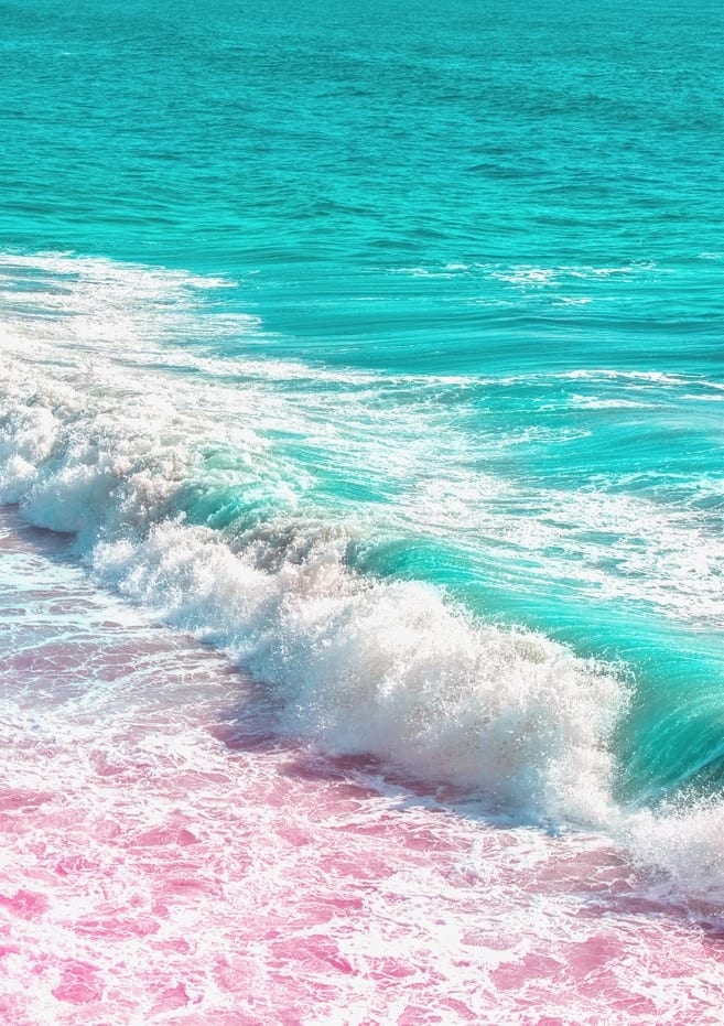 Waves Crashing In Pink And Blue By Tom Windeknecht