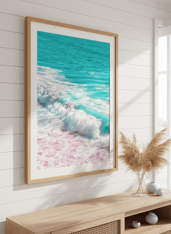 Waves Crashing In Pink And Blue By Tom Windeknecht