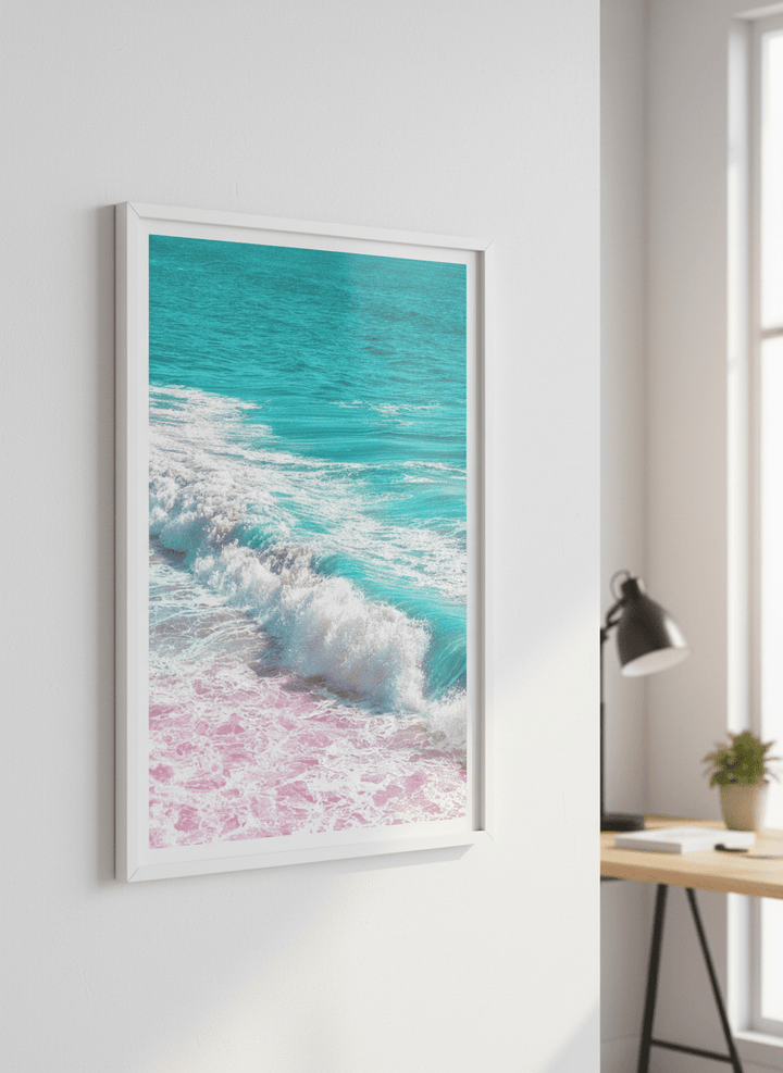 Contemporary wall art featured in a bright modern office workspace