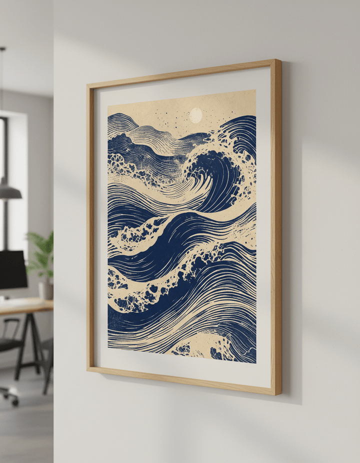 Contemporary wall art featured in a bright modern office workspace