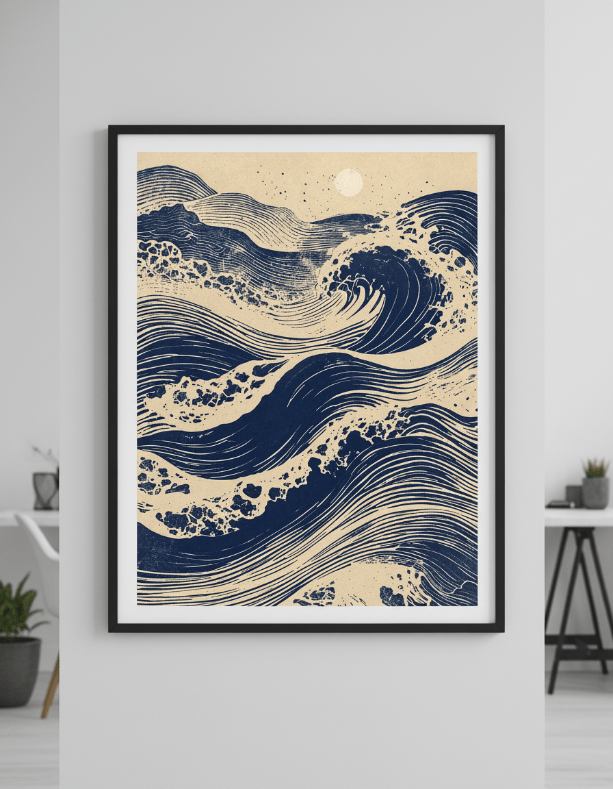 Contemporary wall art featured in a bright modern office workspace