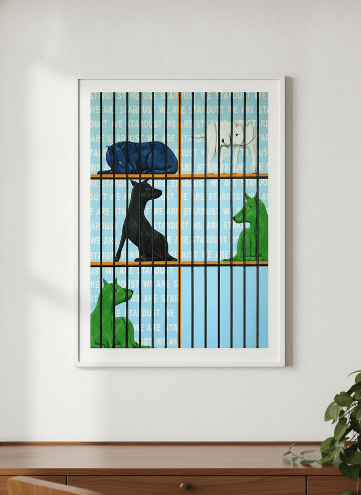 Contemporary wall art featured in a bright modern office workspace