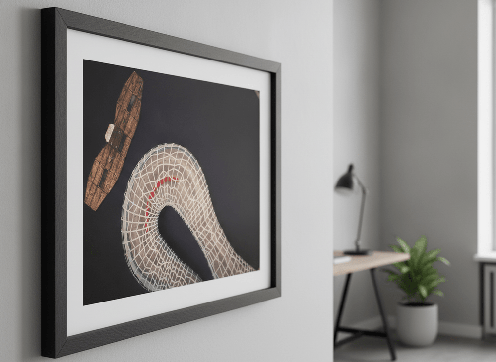 Contemporary wall art featured in a bright modern office workspace