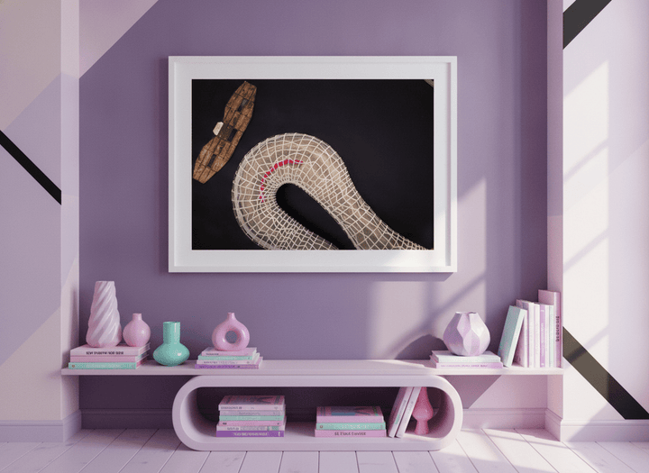 Bold wall art styled in a colourful, eclectic modern home