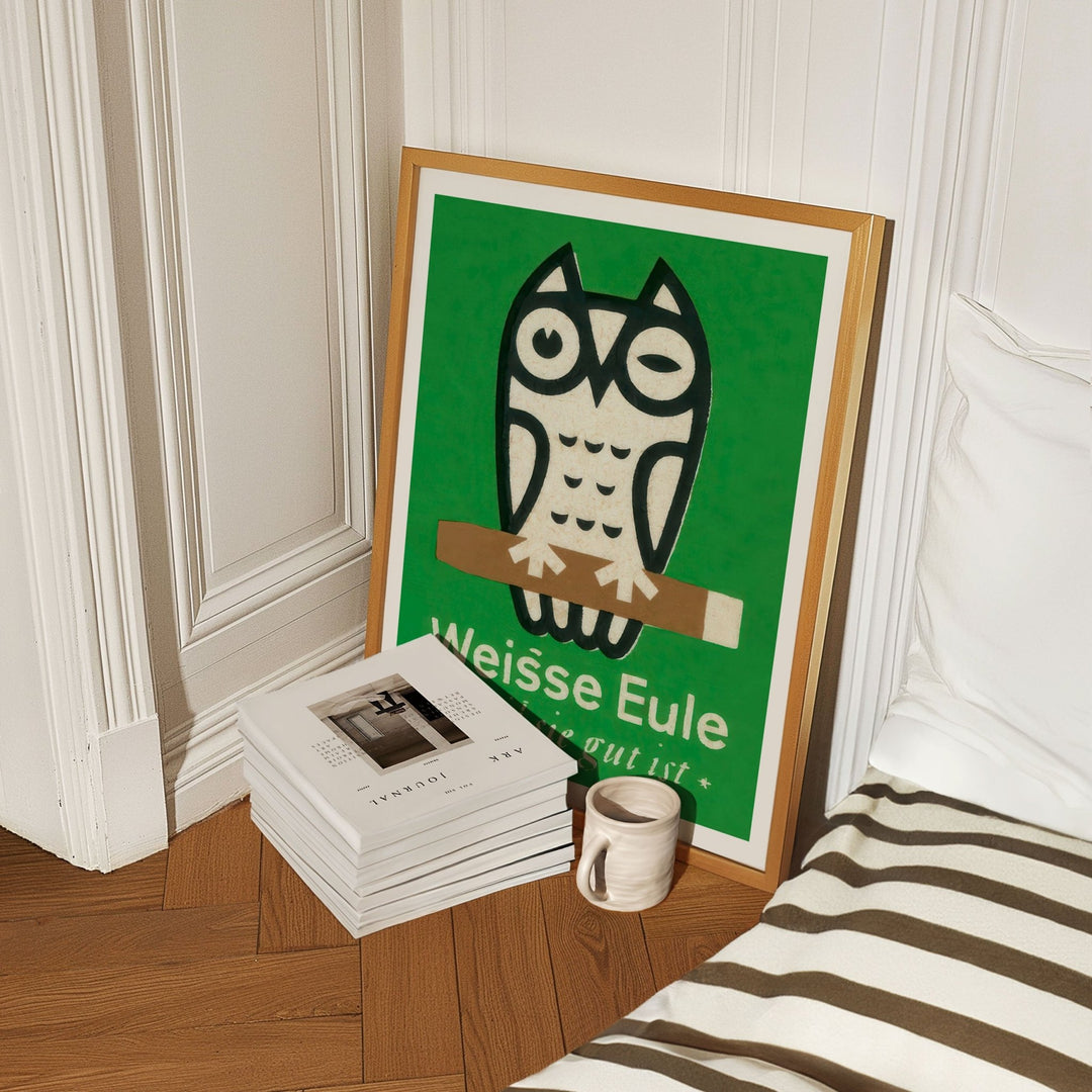 Weisse Eule Owl Vintage Poster wall - art - picture - poster