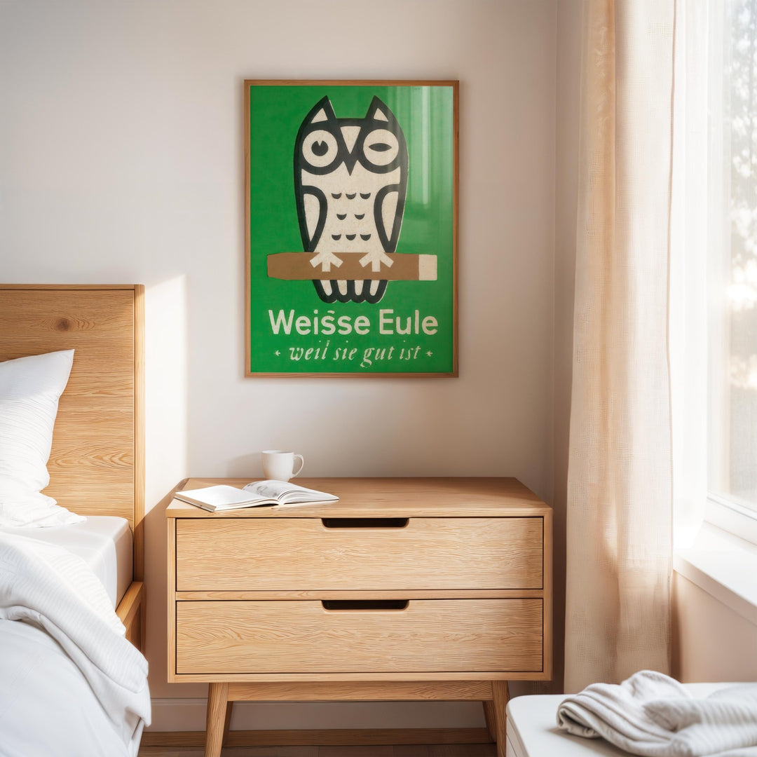 Weisse Eule Owl Vintage Poster wall - art - picture - poster
