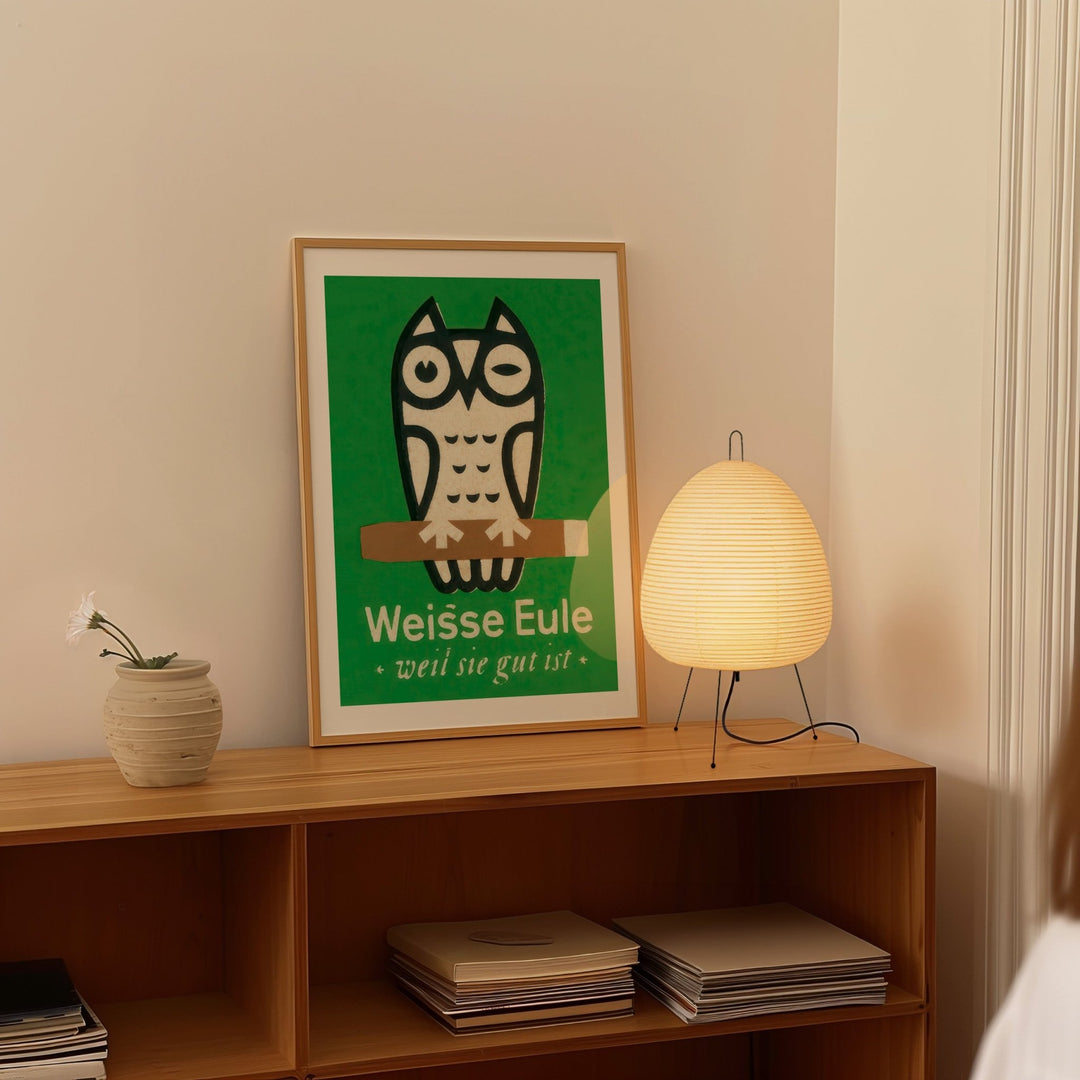 Weisse Eule Owl Vintage Poster wall - art - picture - poster