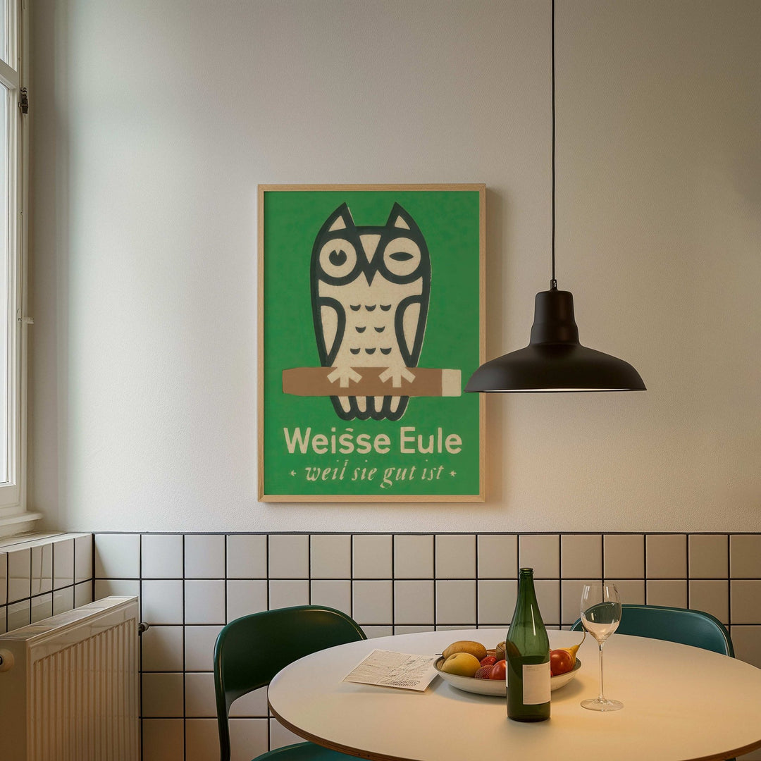 Weisse Eule Owl Vintage Poster wall - art - picture - poster