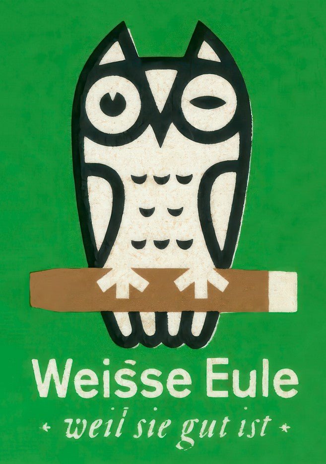 Weisse Eule Owl Vintage Poster