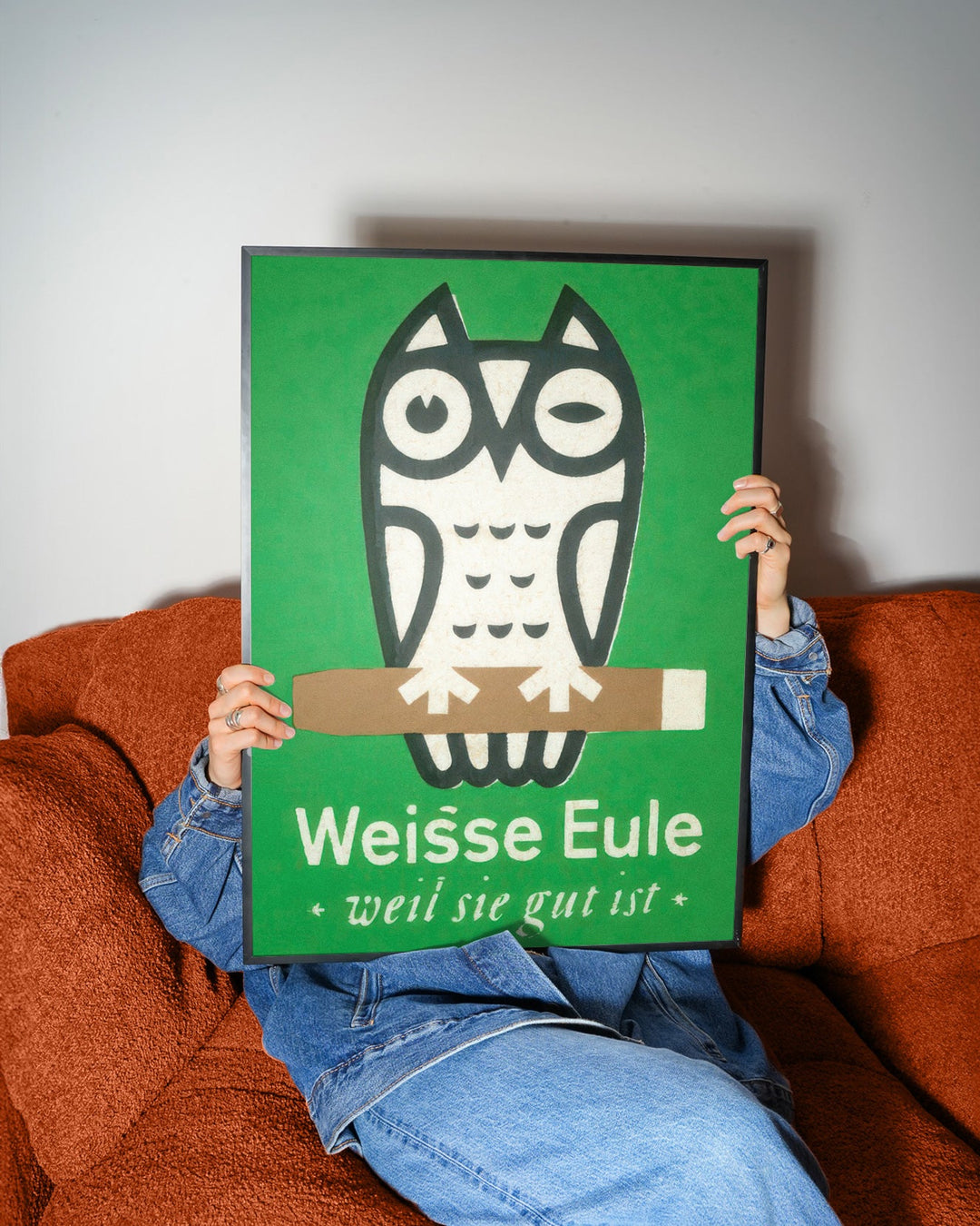Weisse Eule Owl Vintage Poster wall - art - picture - poster