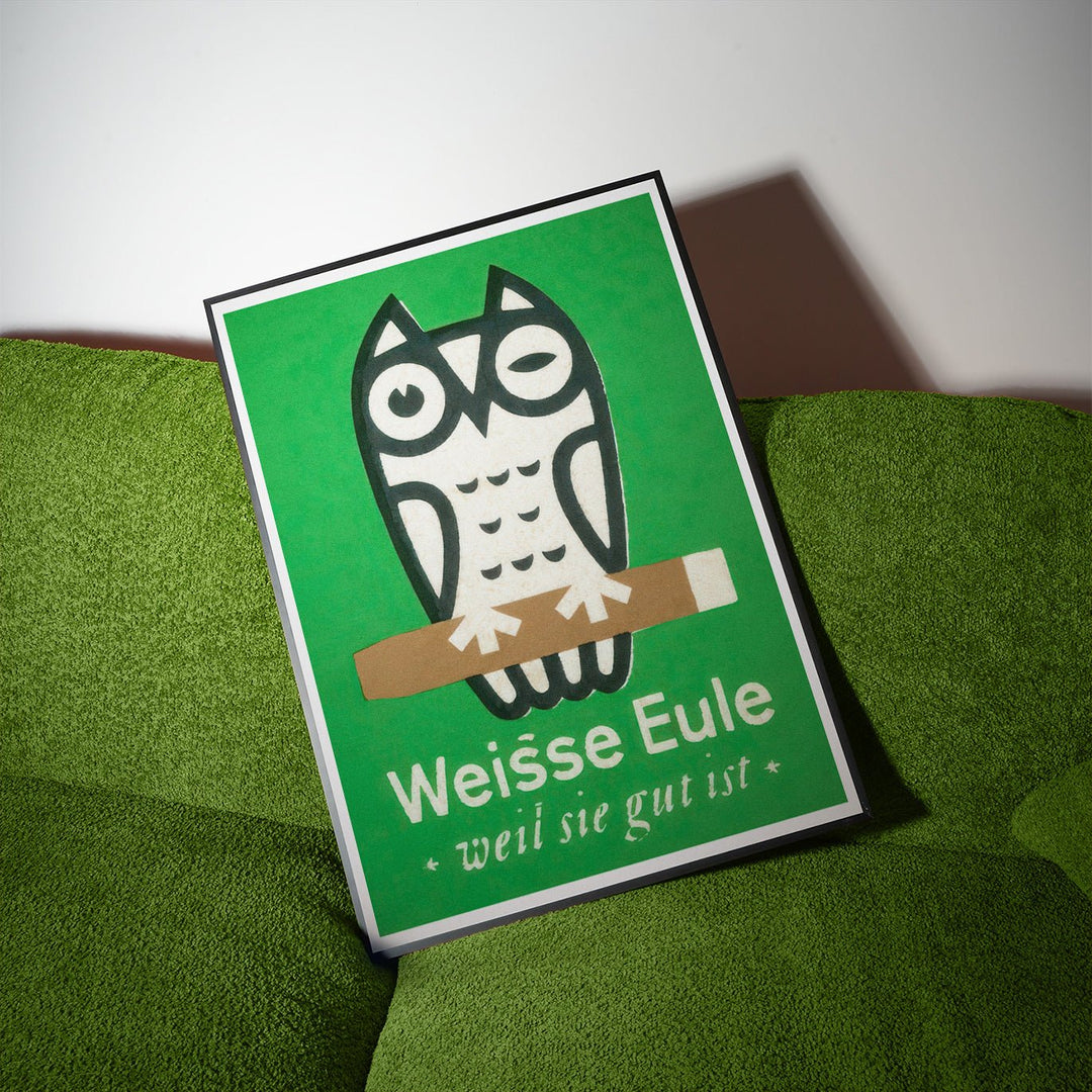 Weisse Eule Owl Vintage Poster wall - art - picture - poster