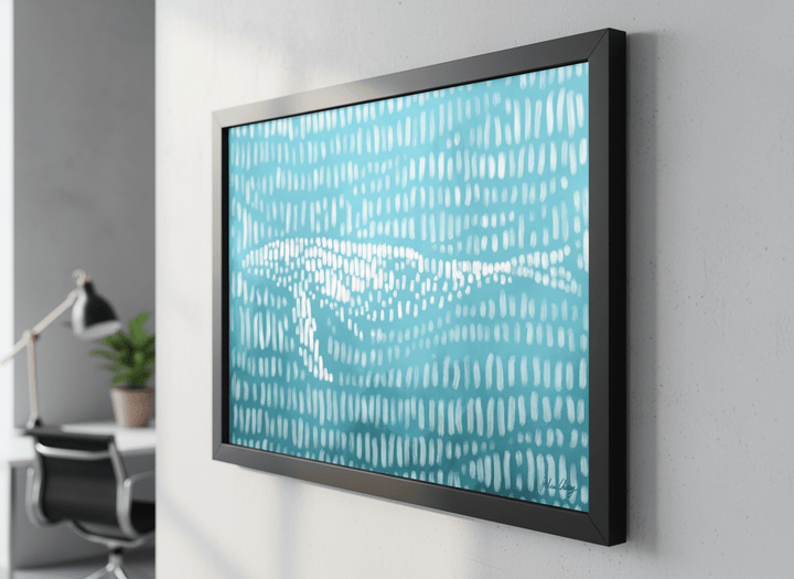 Contemporary wall art featured in a bright modern office workspace