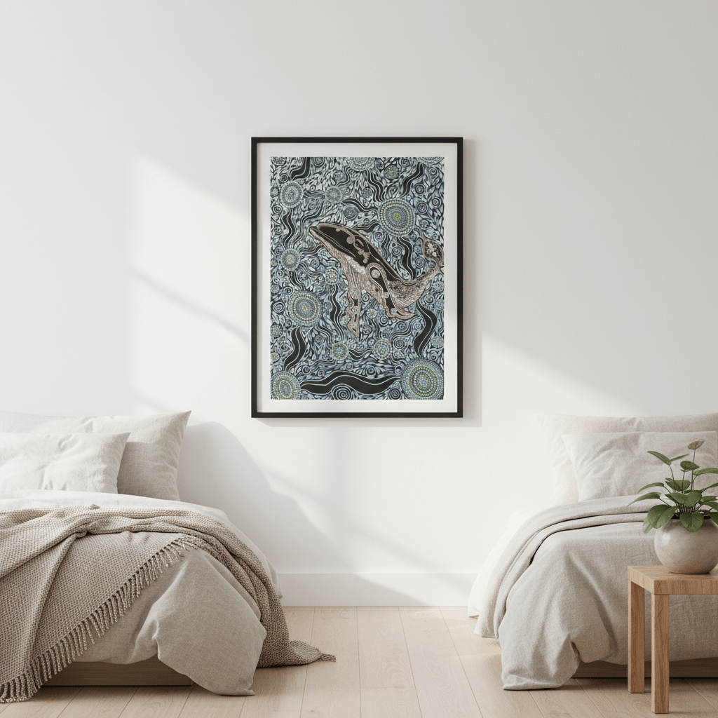 Whale Spirit Blue Tone by Emma Rigney wall - art - picture - poster