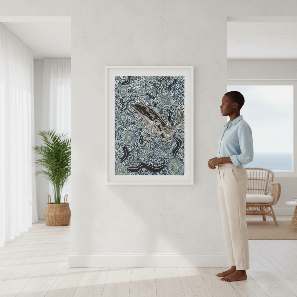 Whale Spirit Blue Tone by Emma Rigney wall - art - picture - poster