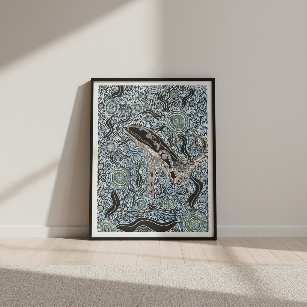 Whale Spirit Blue Tone by Emma Rigney wall - art - picture - poster