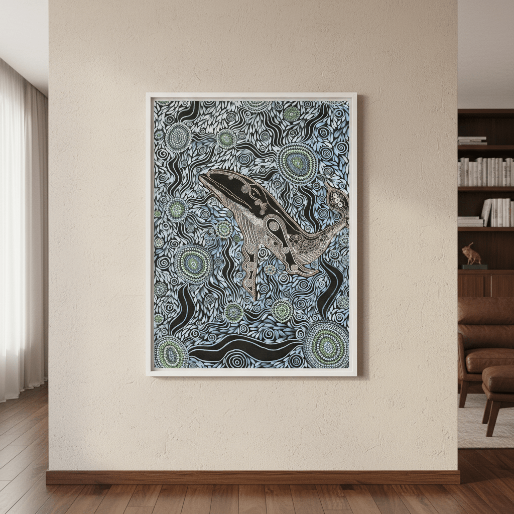 Whale Spirit Blue Tone by Emma Rigney wall - art - picture - poster