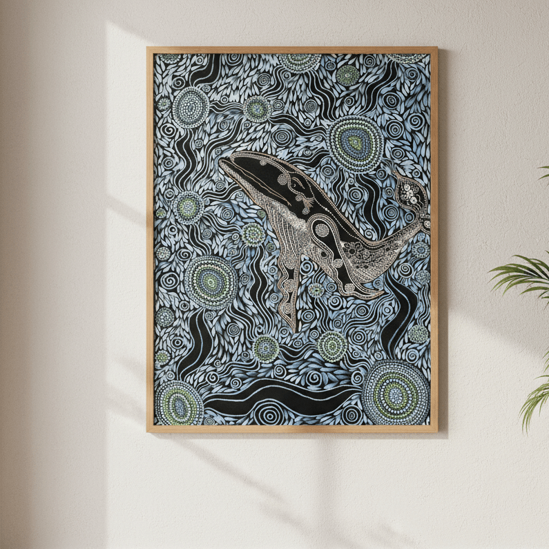 Whale Spirit Blue Tone by Emma Rigney wall - art - picture - poster