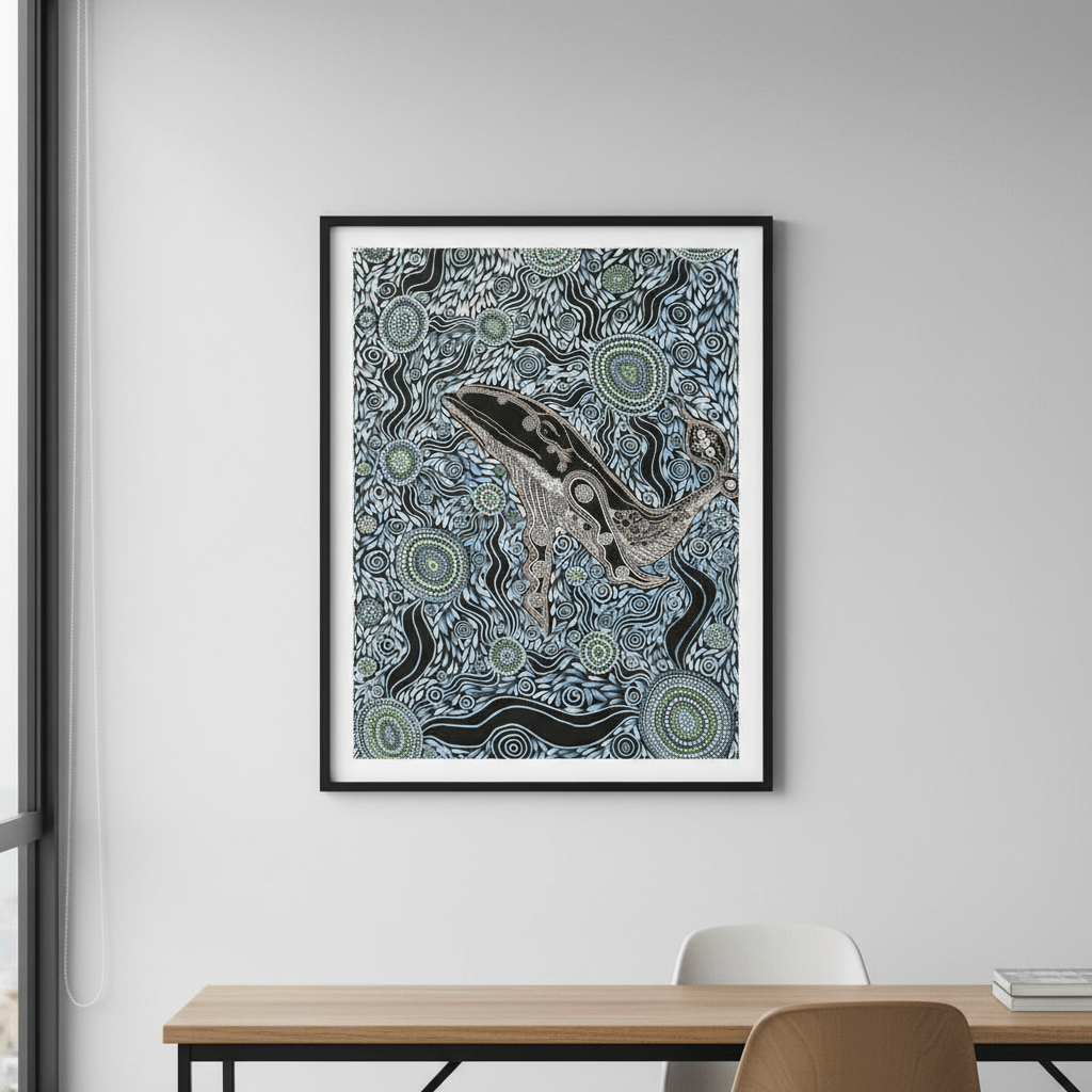 Whale Spirit Blue Tone by Emma Rigney wall - art - picture - poster