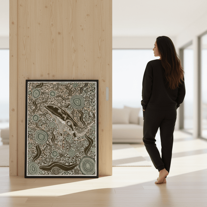 Whale Spirit Earth Green Tone by Emma Rigney wall - art - picture - poster
