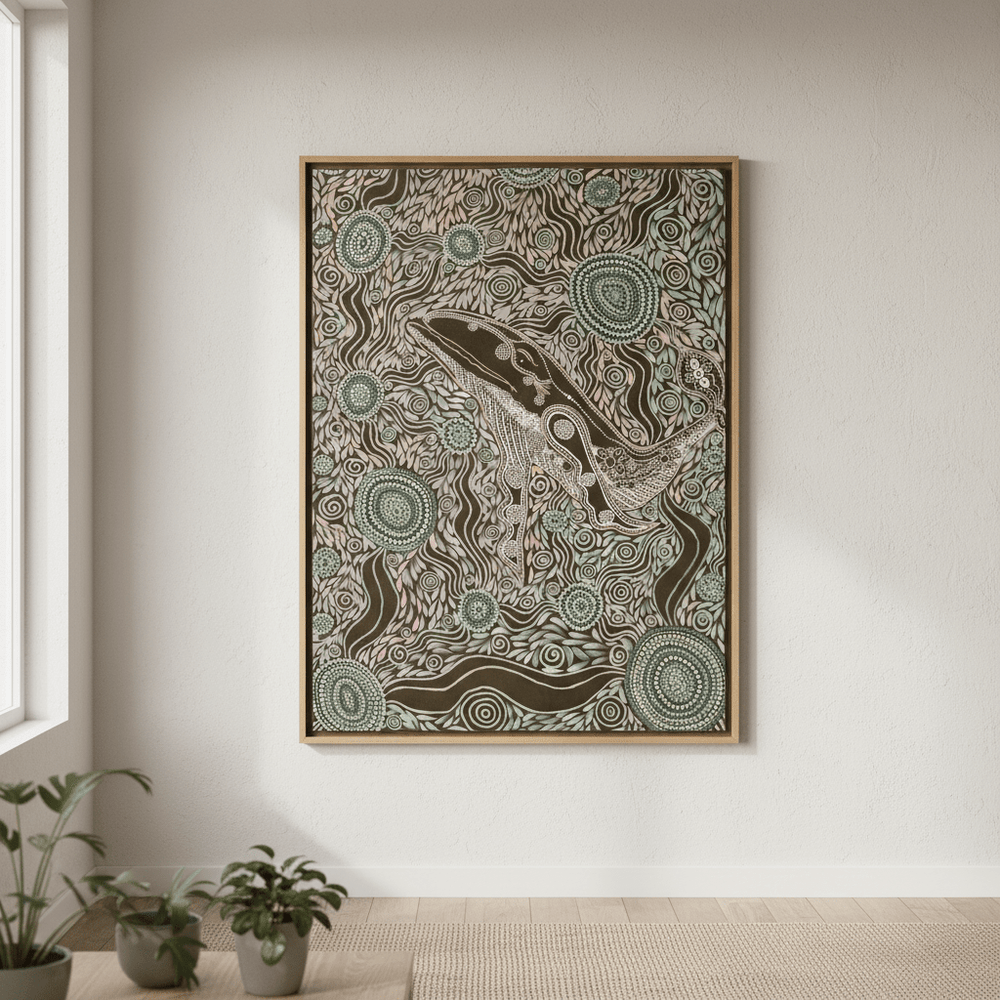 Whale Spirit Earth Green Tone by Emma Rigney wall - art - picture - poster