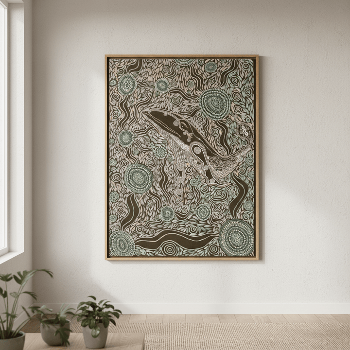 Whale Spirit Earth Green Tone by Emma Rigney wall - art - picture - poster