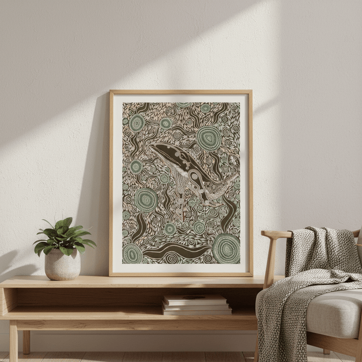 Whale Spirit Earth Green Tone by Emma Rigney wall - art - picture - poster