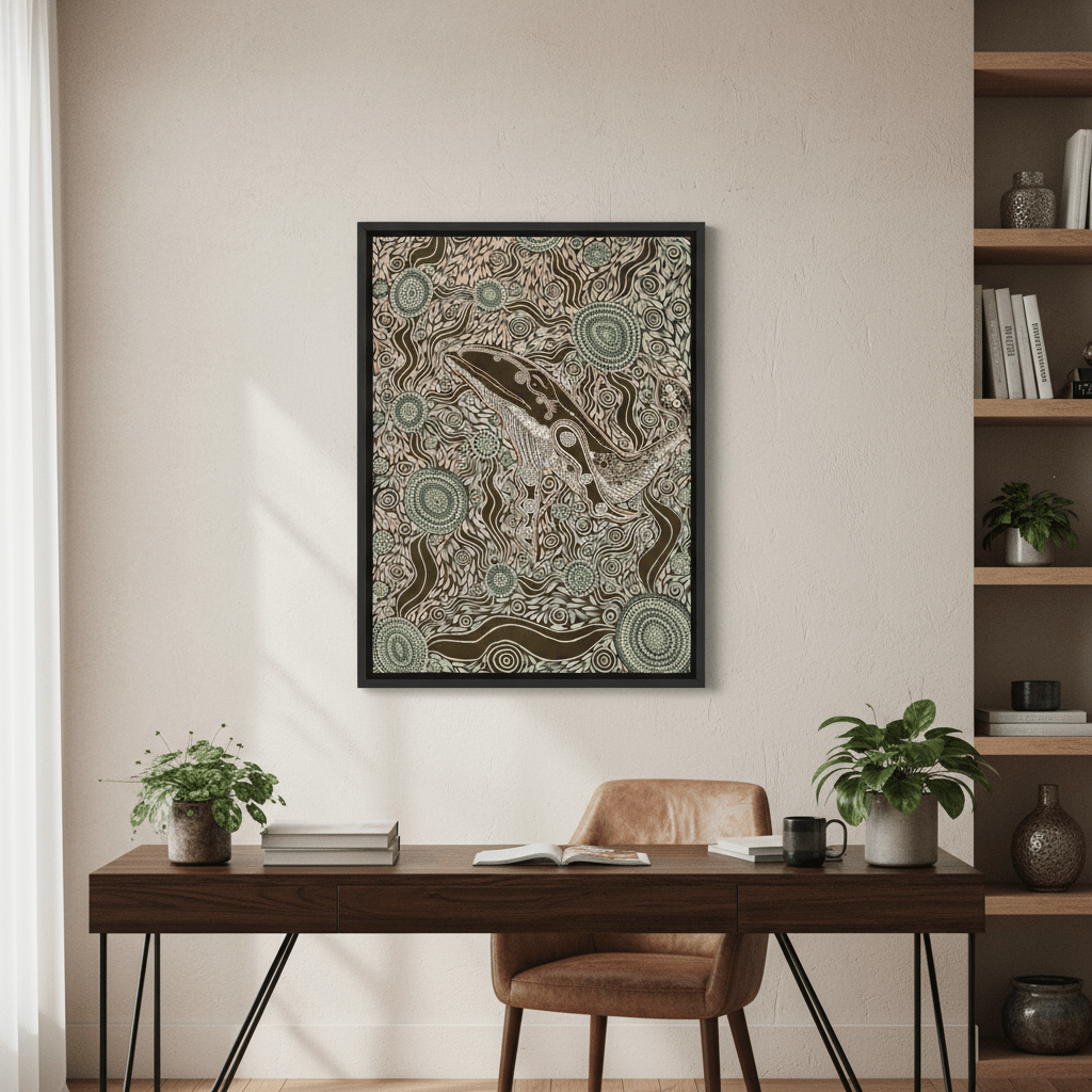 Whale Spirit Earth Green Tone by Emma Rigney wall - art - picture - poster