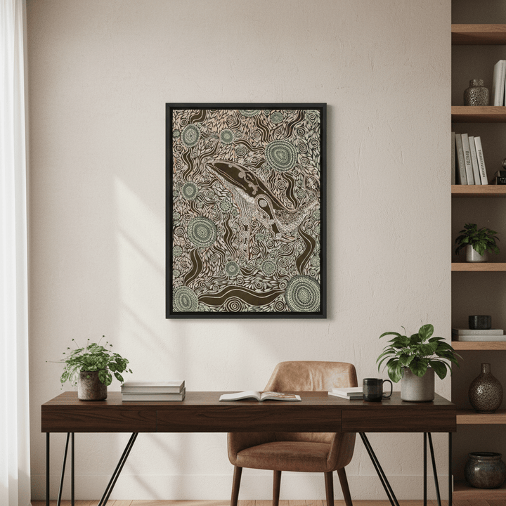Whale Spirit Earth Green Tone by Emma Rigney wall - art - picture - poster