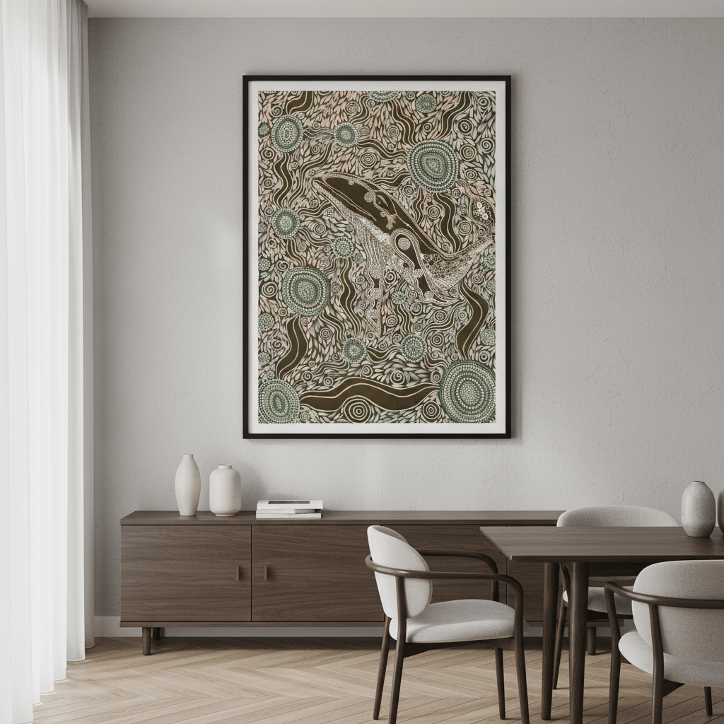 Whale Spirit Earth Green Tone by Emma Rigney wall - art - picture - poster