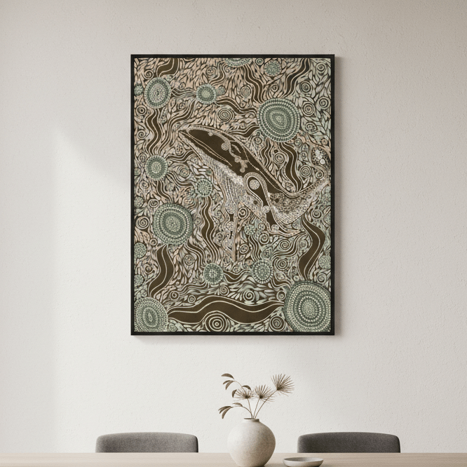 Whale Spirit Earth Green Tone by Emma Rigney wall - art - picture - poster