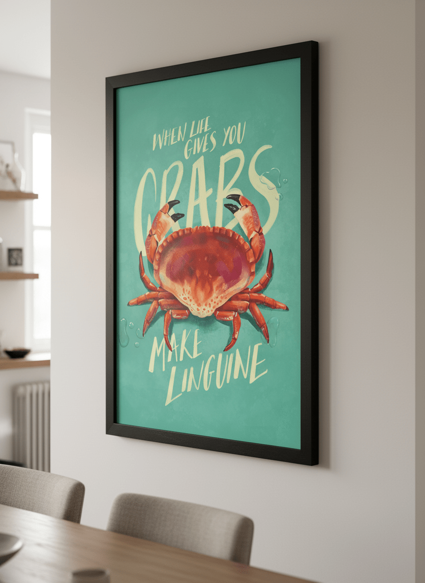 Wall art styled above a dining table in a contemporary home