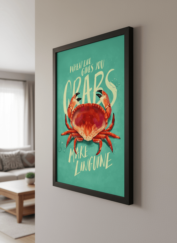 Modern wall art styled above a sofa in a neutral living room