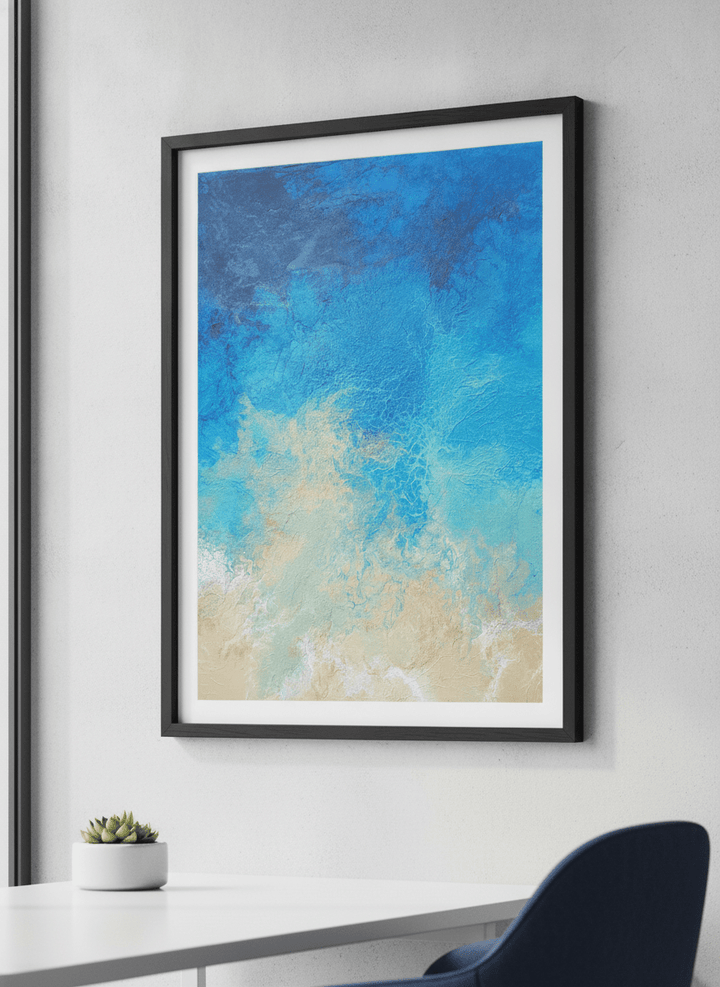 Contemporary wall art featured in a bright modern office workspace