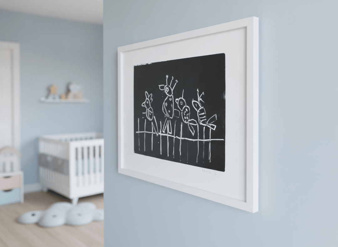 Soft neutral wall art styled in a serene nursery with pastel tones