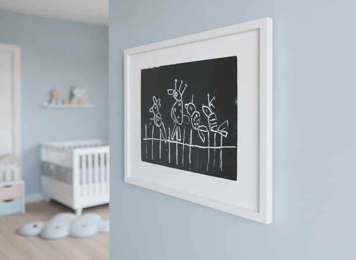 Soft neutral wall art styled in a serene nursery with pastel tones