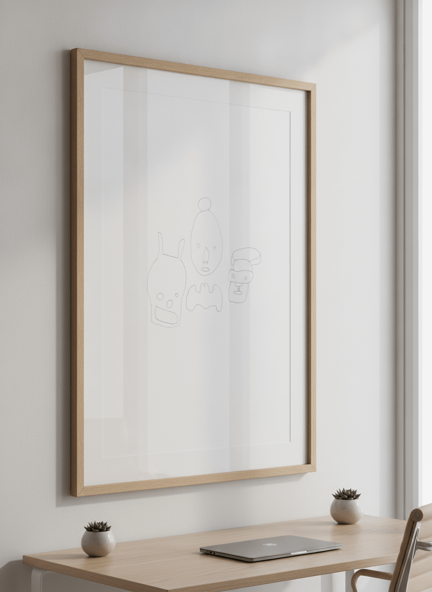 Contemporary wall art featured in a bright modern office workspace