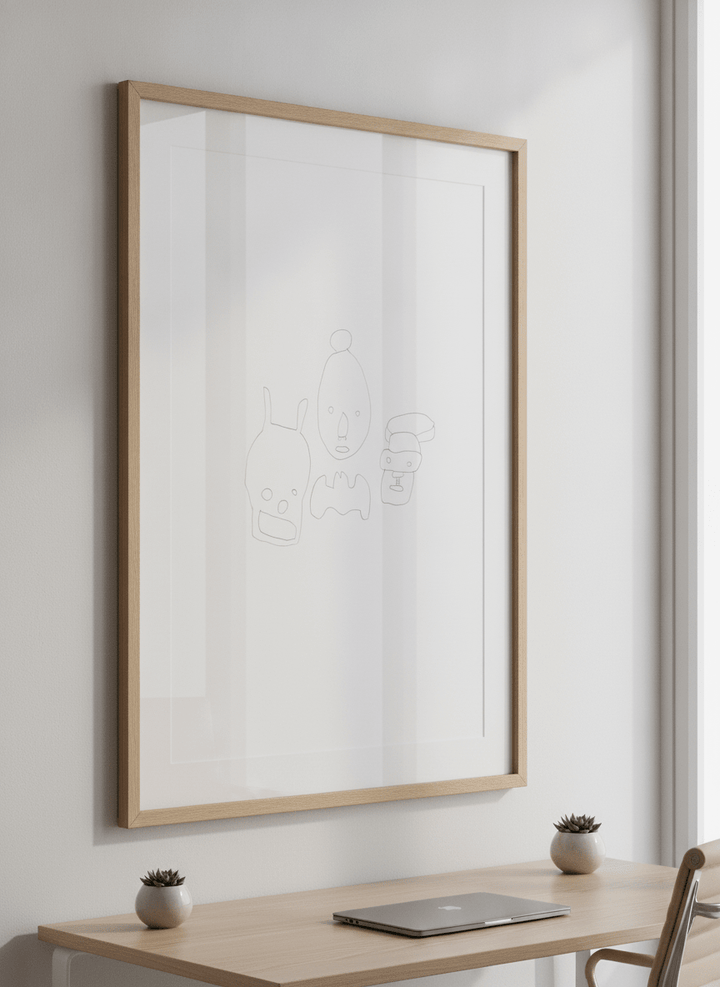 Contemporary wall art featured in a bright modern office workspace
