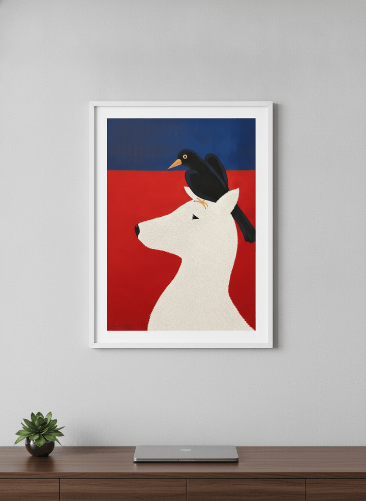 Contemporary wall art featured in a bright modern office workspace