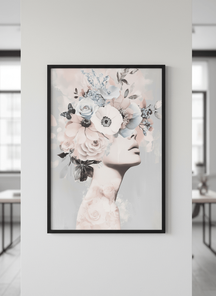 Contemporary wall art featured in a bright modern office workspace