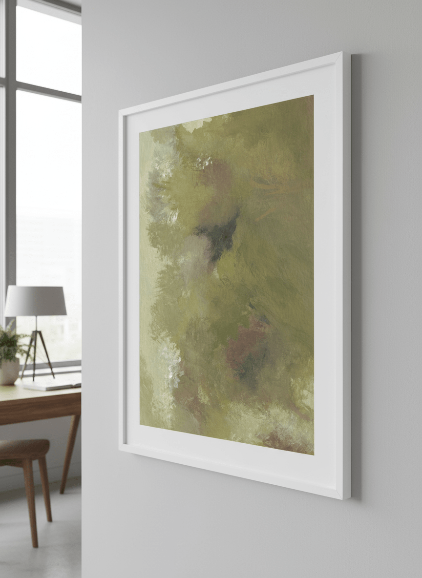 Contemporary wall art featured in a bright modern office workspace