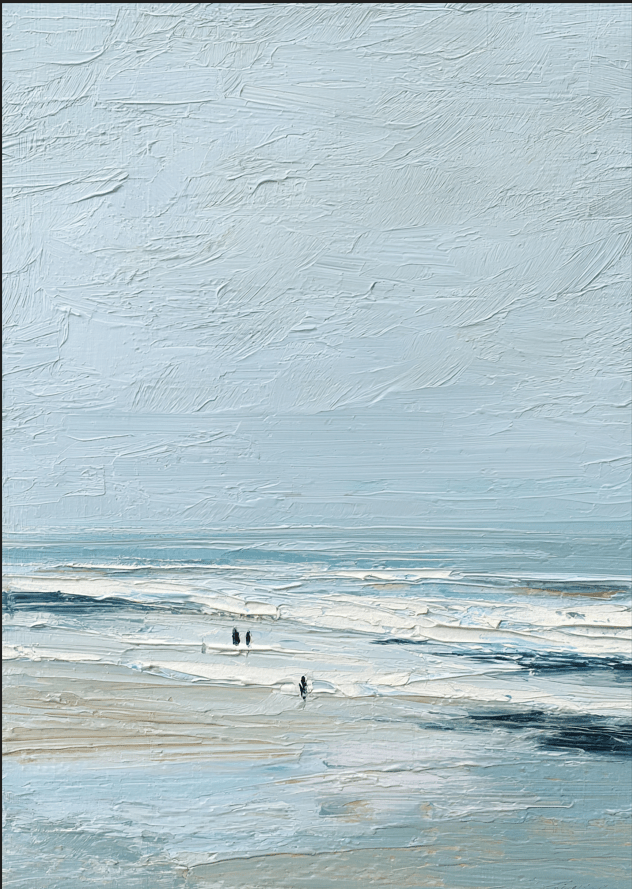 Whispers of the Tide Oil Illustration Print,frame