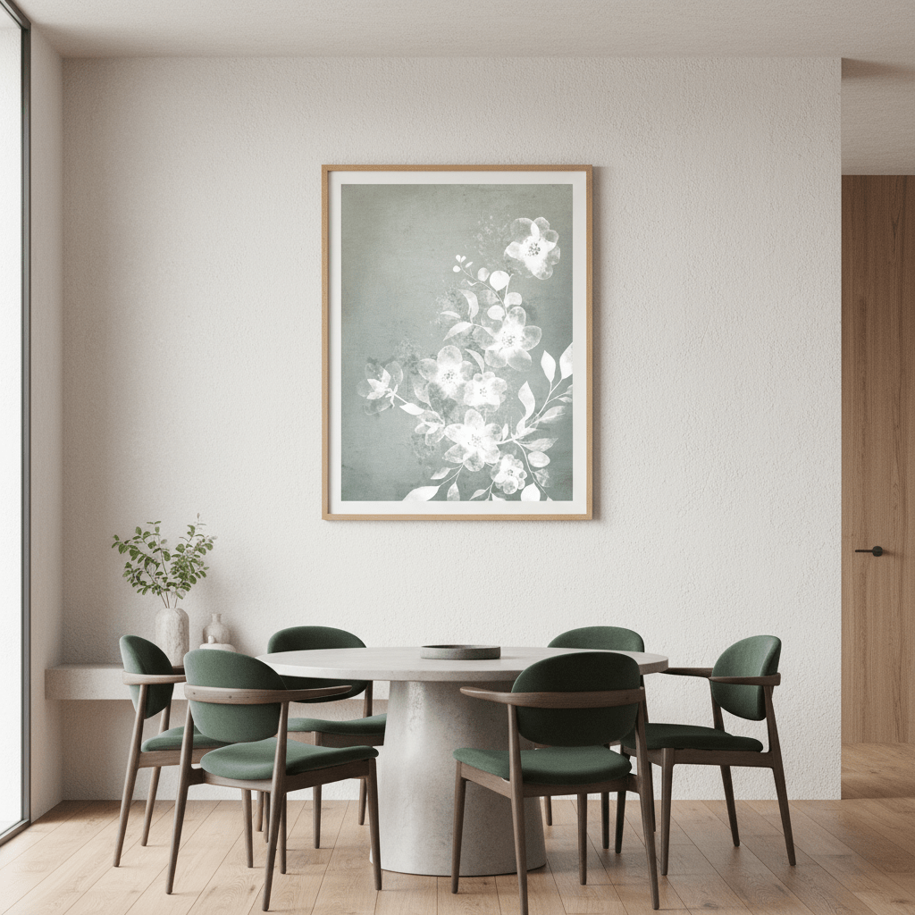 White and Blue Floral by Deer Muskeeter wall - art - picture - poster