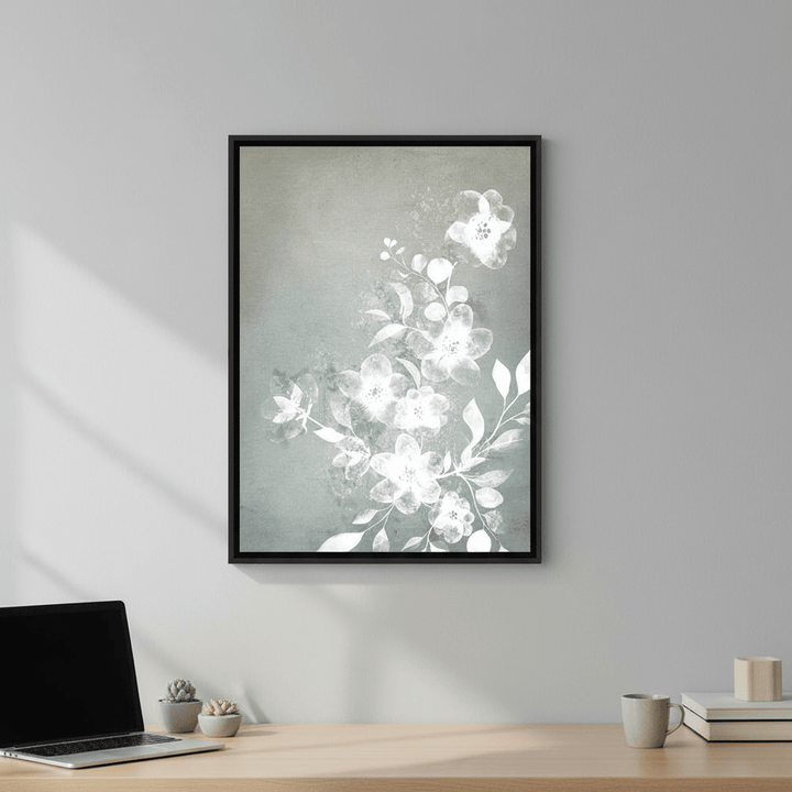 White and Blue Floral by Deer Muskeeter wall - art - picture - poster