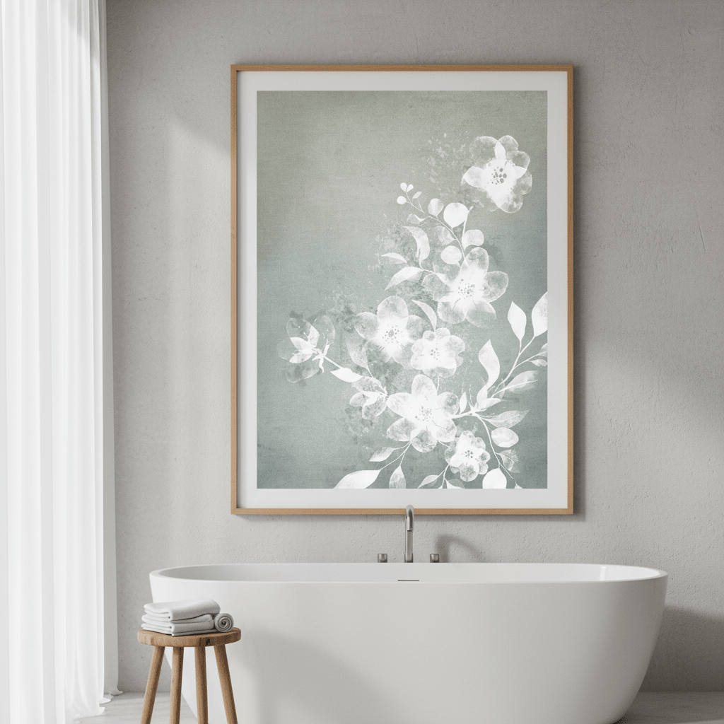 White and Blue Floral by Deer Muskeeter wall - art - picture - poster