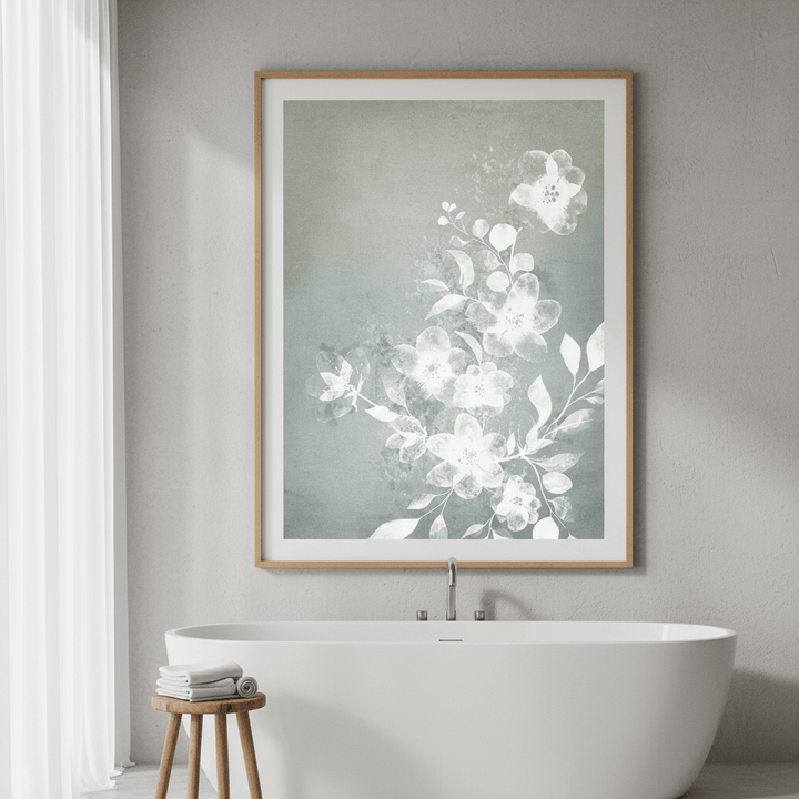 White and Blue Floral by Deer Muskeeter wall - art - picture - poster