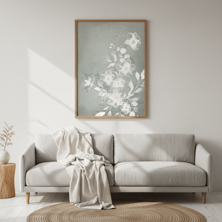 White and Blue Floral by Deer Muskeeter wall - art - picture - poster