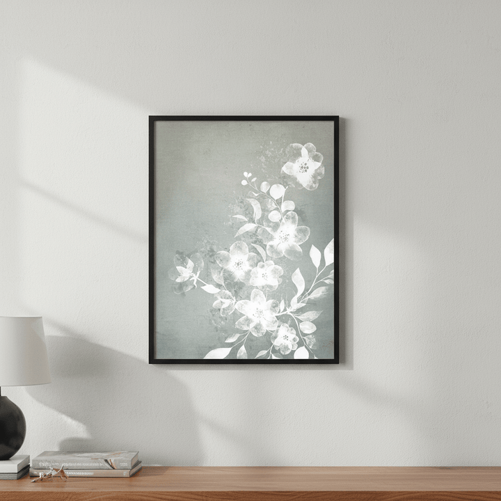 White and Blue Floral by Deer Muskeeter wall - art - picture - poster