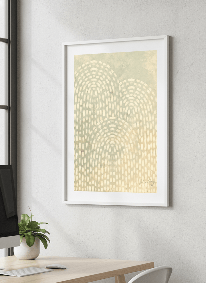 Contemporary wall art featured in a bright modern office workspace