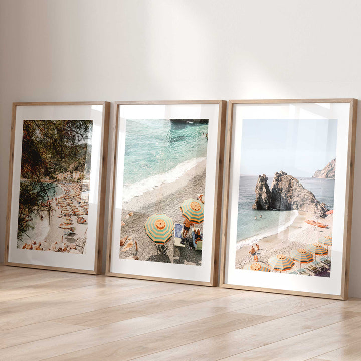 cinque terre set of 3 timber frame poster wall art